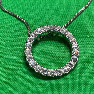 Rhinestone Circle Pendant and Necklace